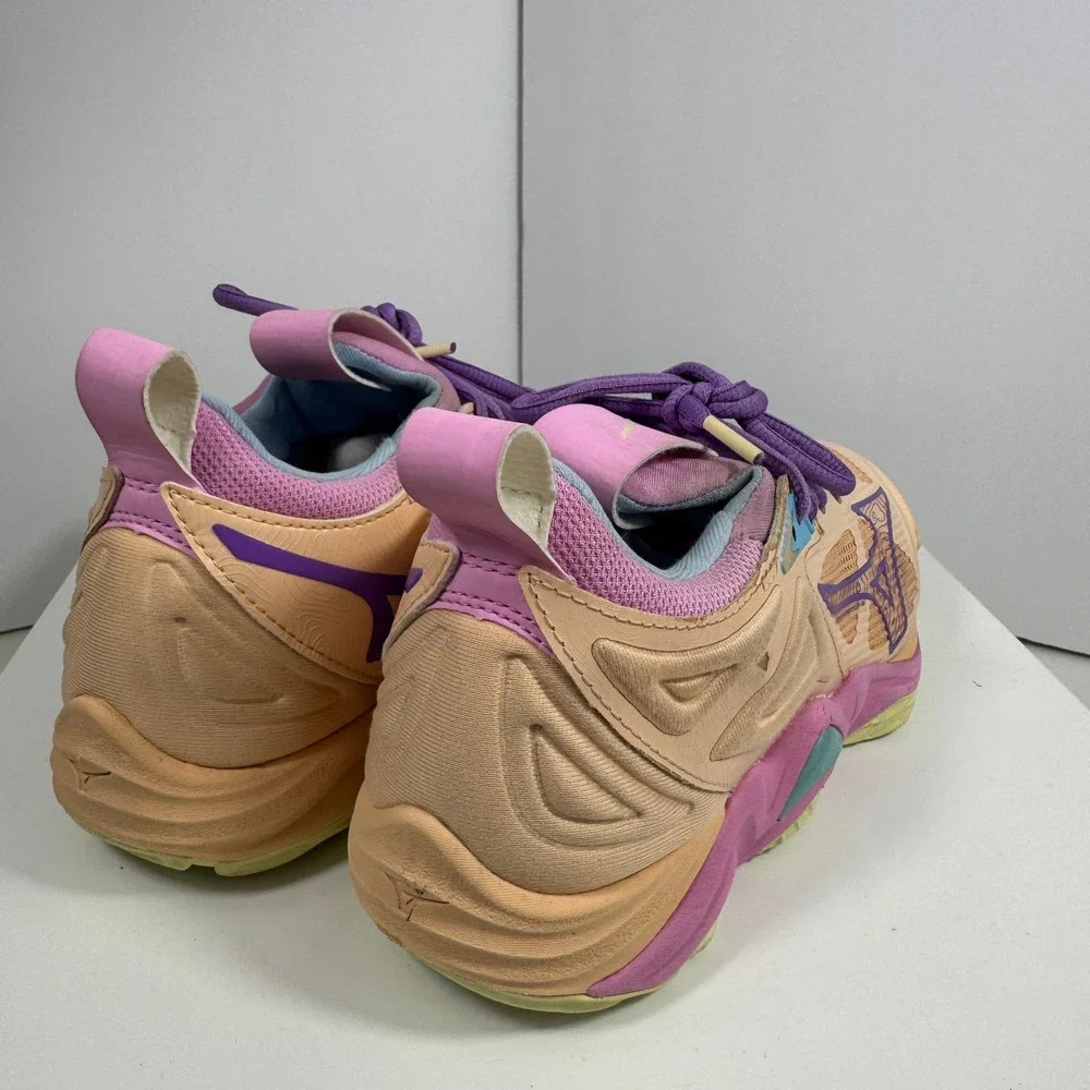 Mizuno Wave Momentum 3 Volleyball Women Size 5 Peach Purple V1GA2312 Sneakers